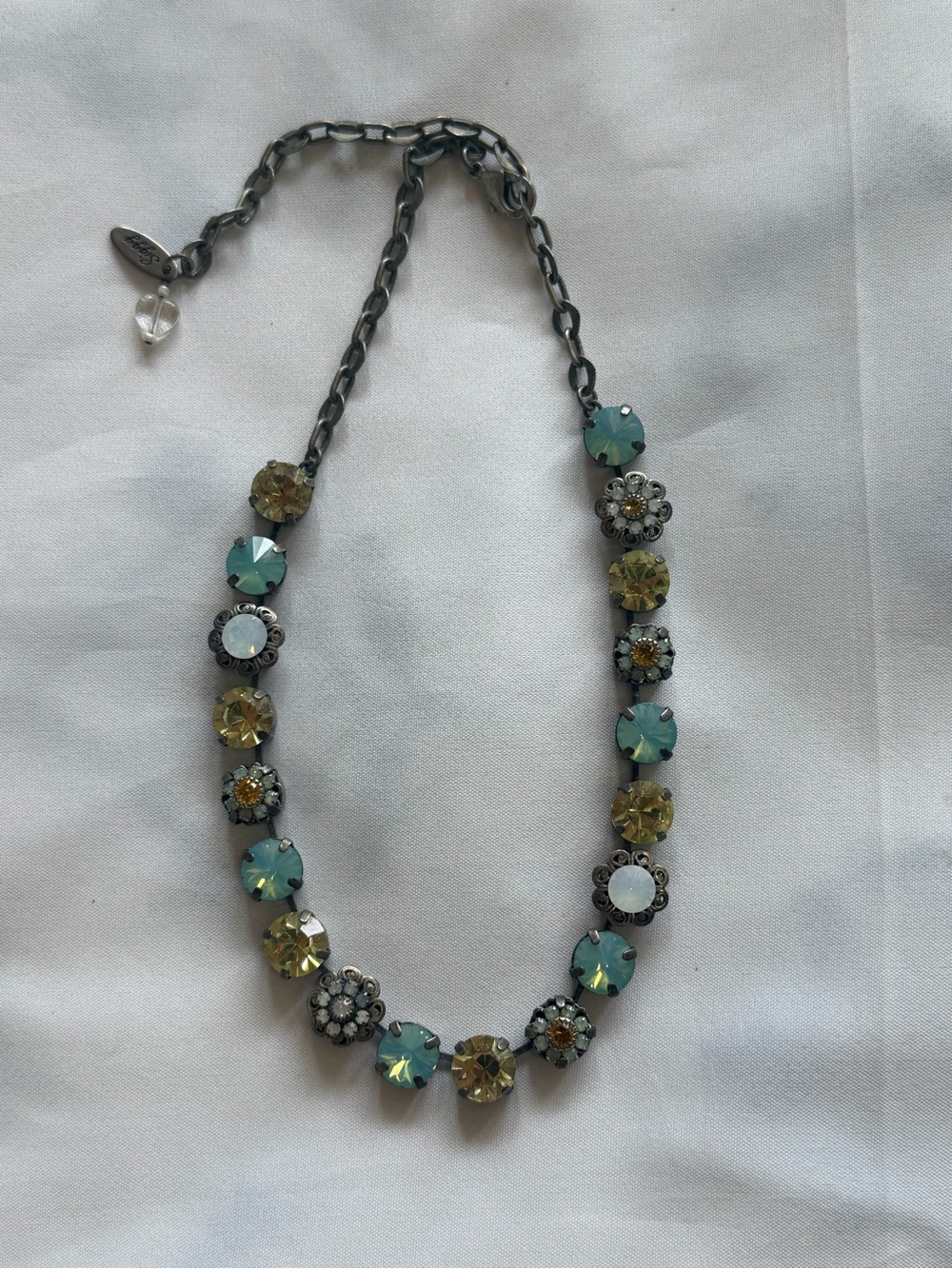 Women's Crystal Statement Necklace in Green and Yellow - Unbranded